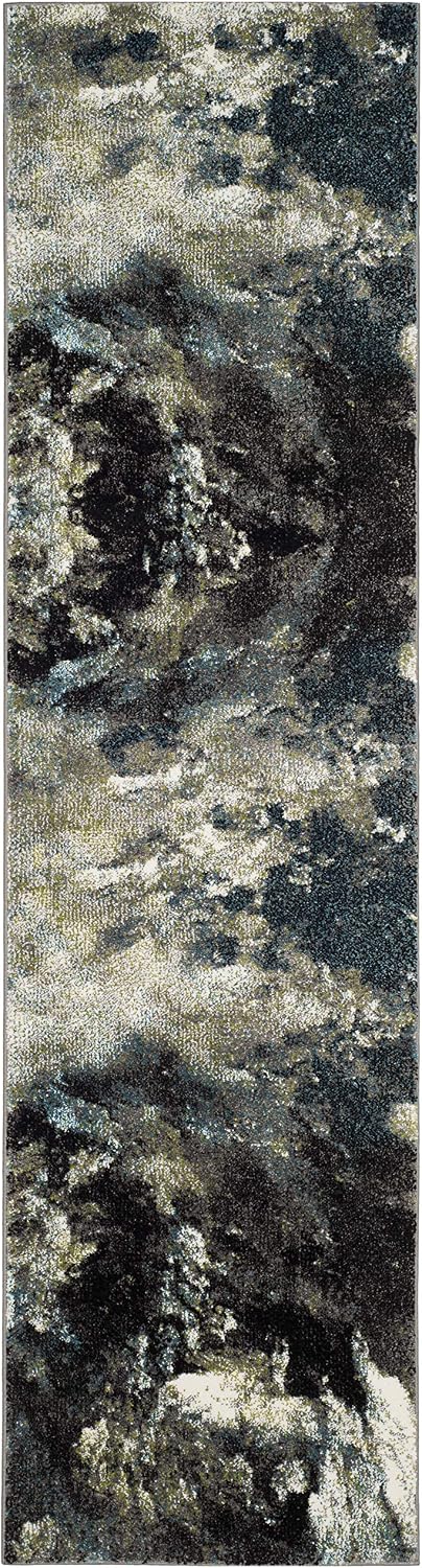 SAFAVIEH Glacier Collection Runner Rug - 2'3" x 6', Blue & Multi, Modern Abstract Design, Non-Shedding & Easy Care, Ideal for High Traffic Areas in Living Room, Bedroom (GLA123B)
