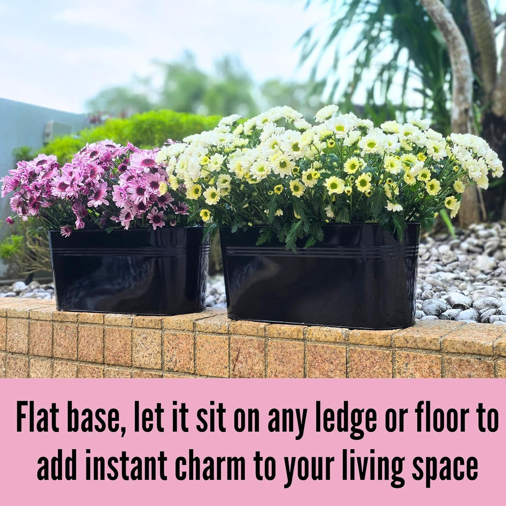 LaLaGreen Outdoor Rail Planter (17 in, 6 Pack) Black Metal Deck Fence Pots