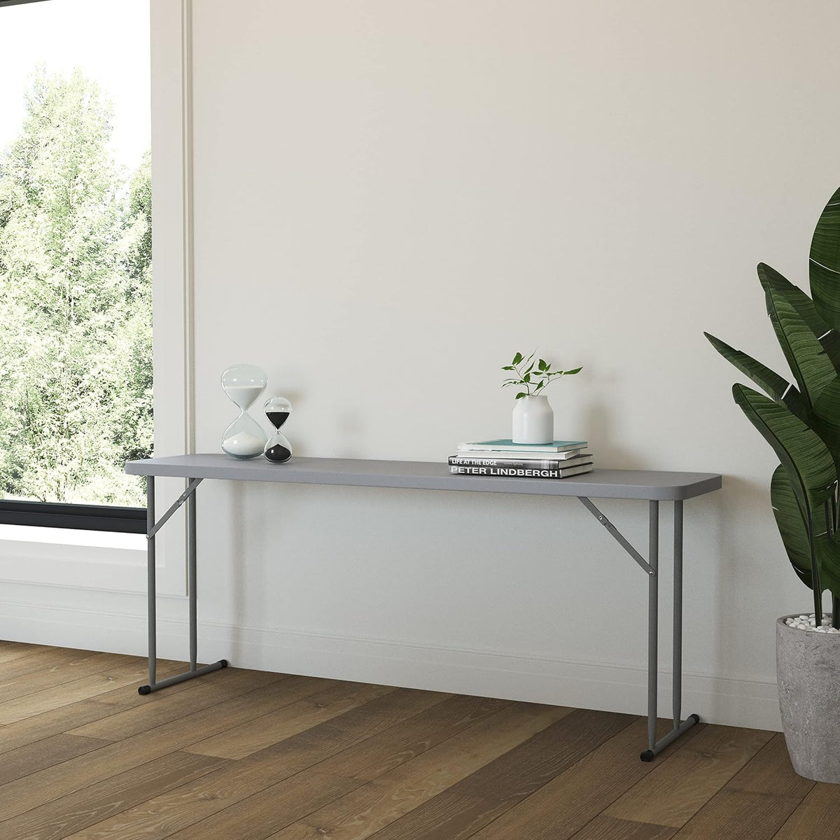 EMMA + OLIVER 6-Foot White Plastic Folding Table