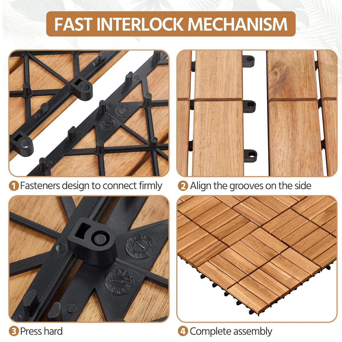 yaheetech 27pcs acacia interlocking deck tiles outdoor patio on a desk or shelf