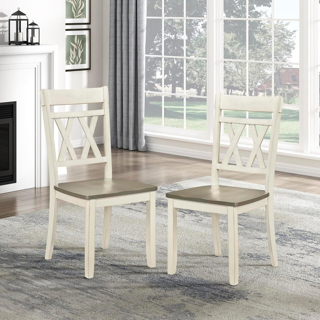 Lexicon Wood Dining Chair, Set of 2,Greywash/Antique White