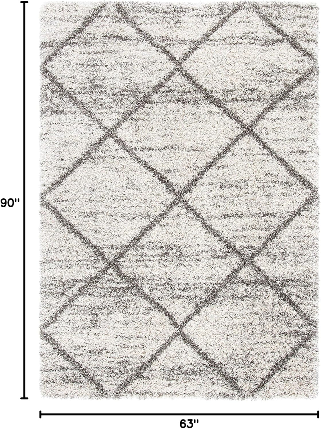 SAFAVIEH Hudson Shag Collection Area Rug - 5'3" x 7'6", Grey & Beige, Modern Trellis Design, Non-Shedding & Easy Care, 2-inch Thick Ideal for High Traffic Areas in Living Room, Bedroom (SGH281J)