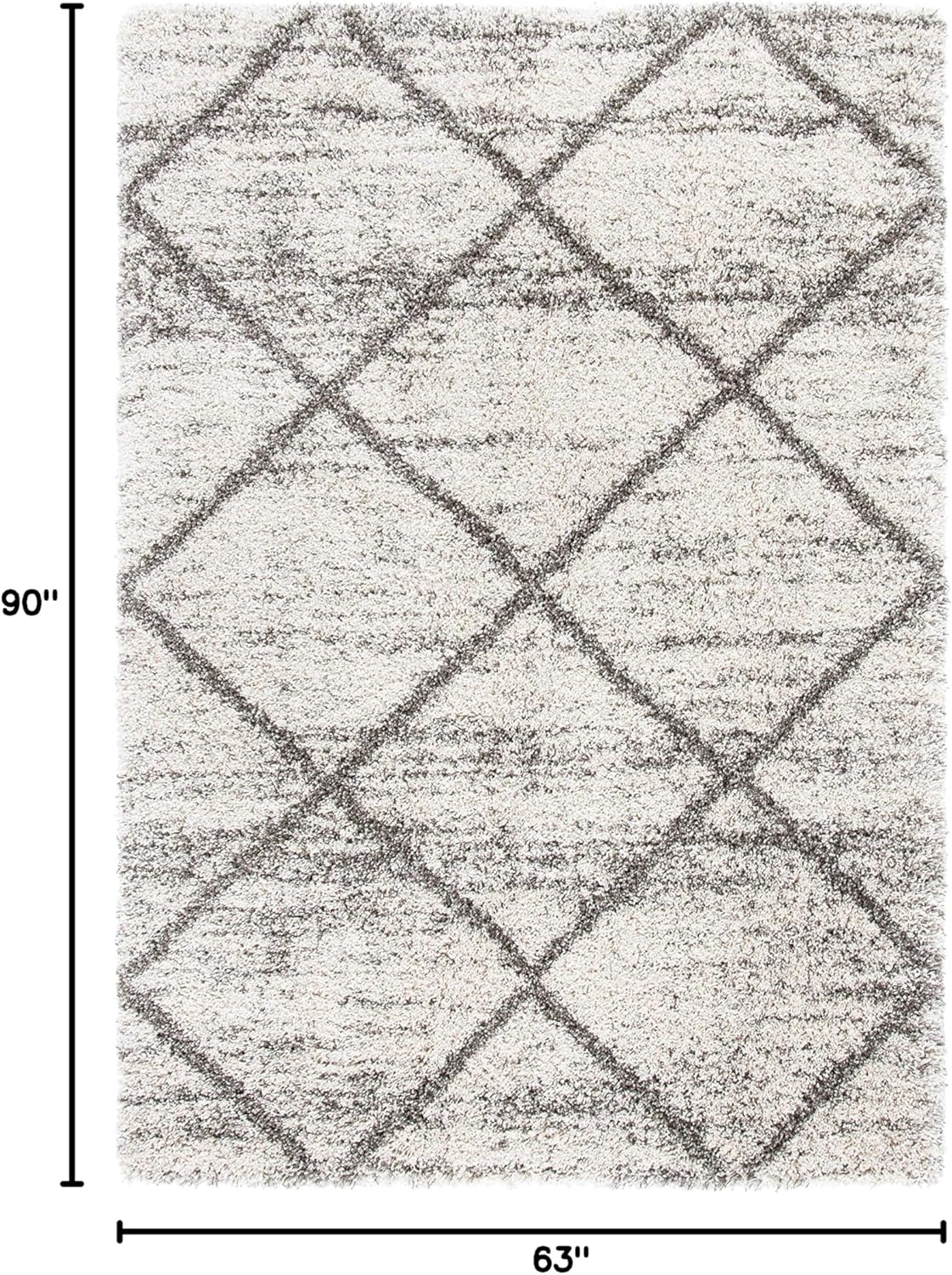 SAFAVIEH Hudson Shag Collection Area Rug - 5'3" x 7'6", Grey & Beige, Modern Trellis Design, Non-Shedding & Easy Care, 2-inch Thick Ideal for High Traffic Areas in Living Room, Bedroom (SGH281J)