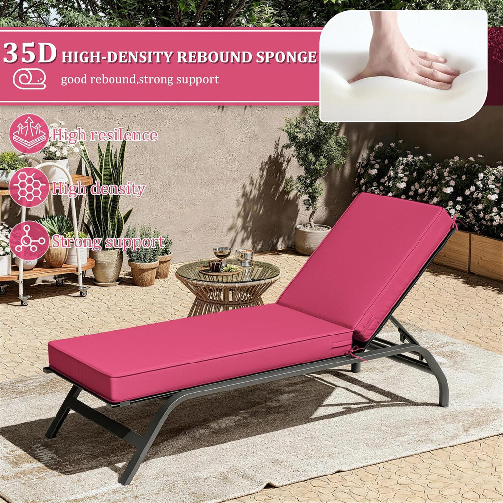 Chaise Lounge Cushions Outdoor of 4, 80 x 26 Inch Fade Resistant Ties Beach