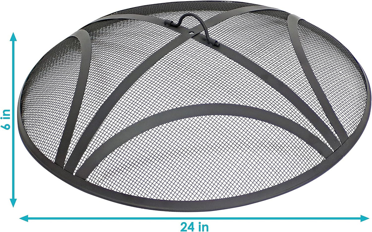 Sunnydaze Outdoor Round Fire Pit Screen, Reinforced Steel Mesh, 24-Inch