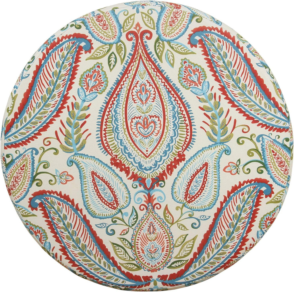 HomePop 24" Large Round Storage Ottoman - Bold Paisley
