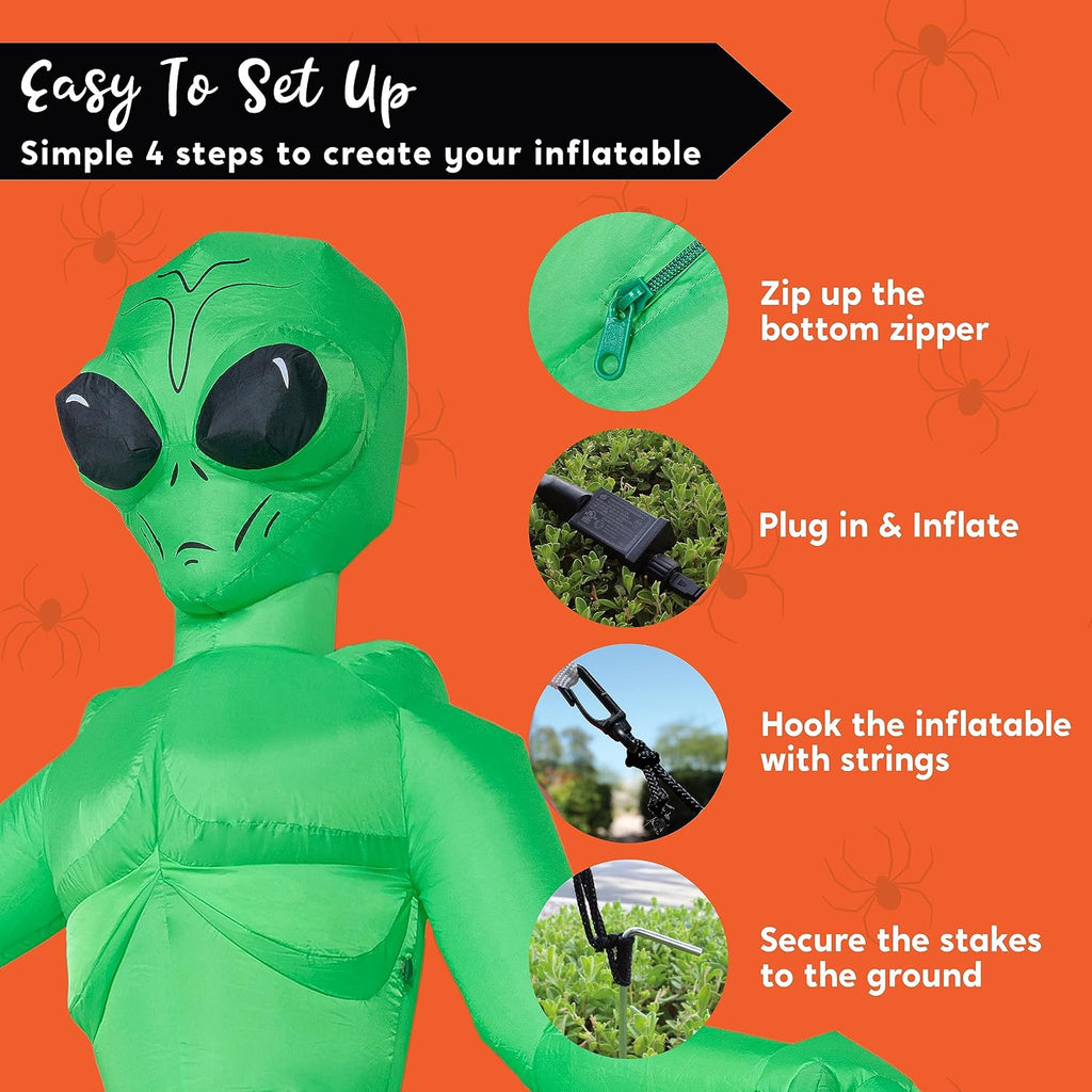 Joiedomi 9 FT Tall Halloween Inflatable Decoration Outside, Blow Up Alien Inflatable Outdoor Decor with Build-in LEDs for Halloween Yard Lawn Garden Decorations