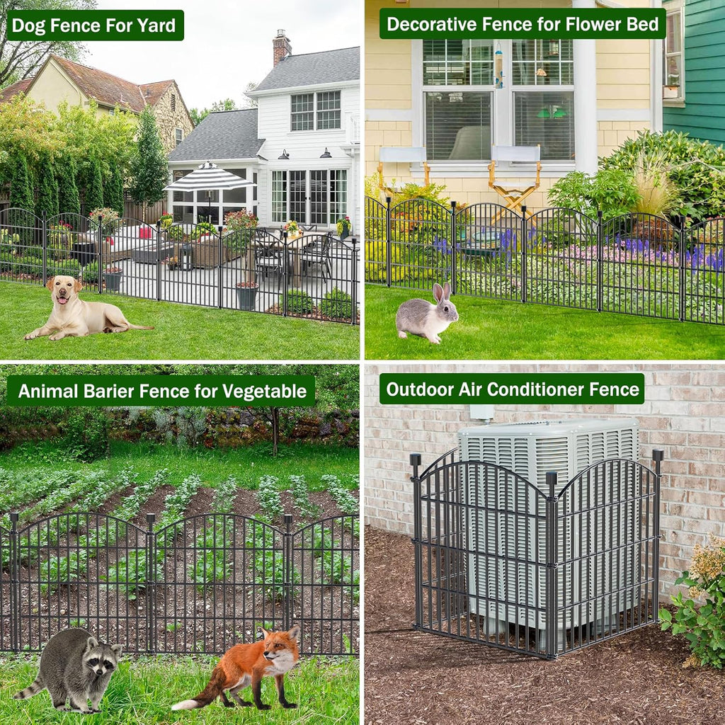 10 Panel No Dig Decorative Garden Fence 24" H x 20'L Outdoor Dog Barrier