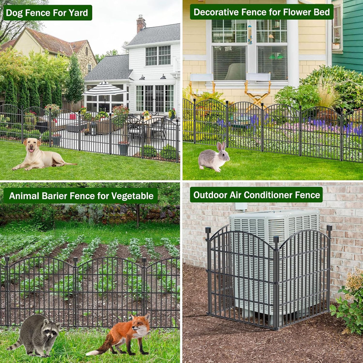 10 Panel No Dig Decorative Garden Fence 24" H x 20'L Outdoor Dog Barrier