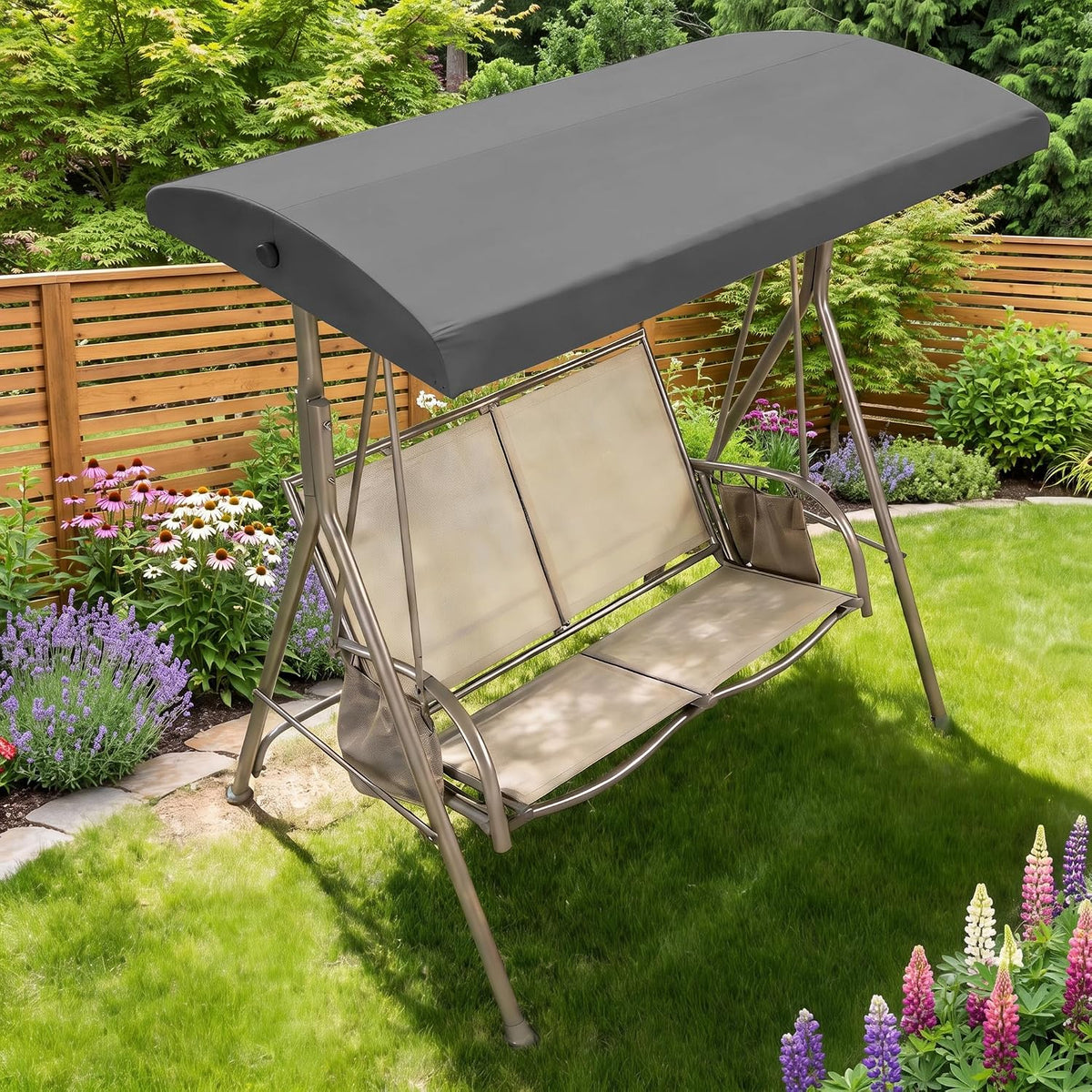 2 person replacement swing cover canopy, swing top, front angle view