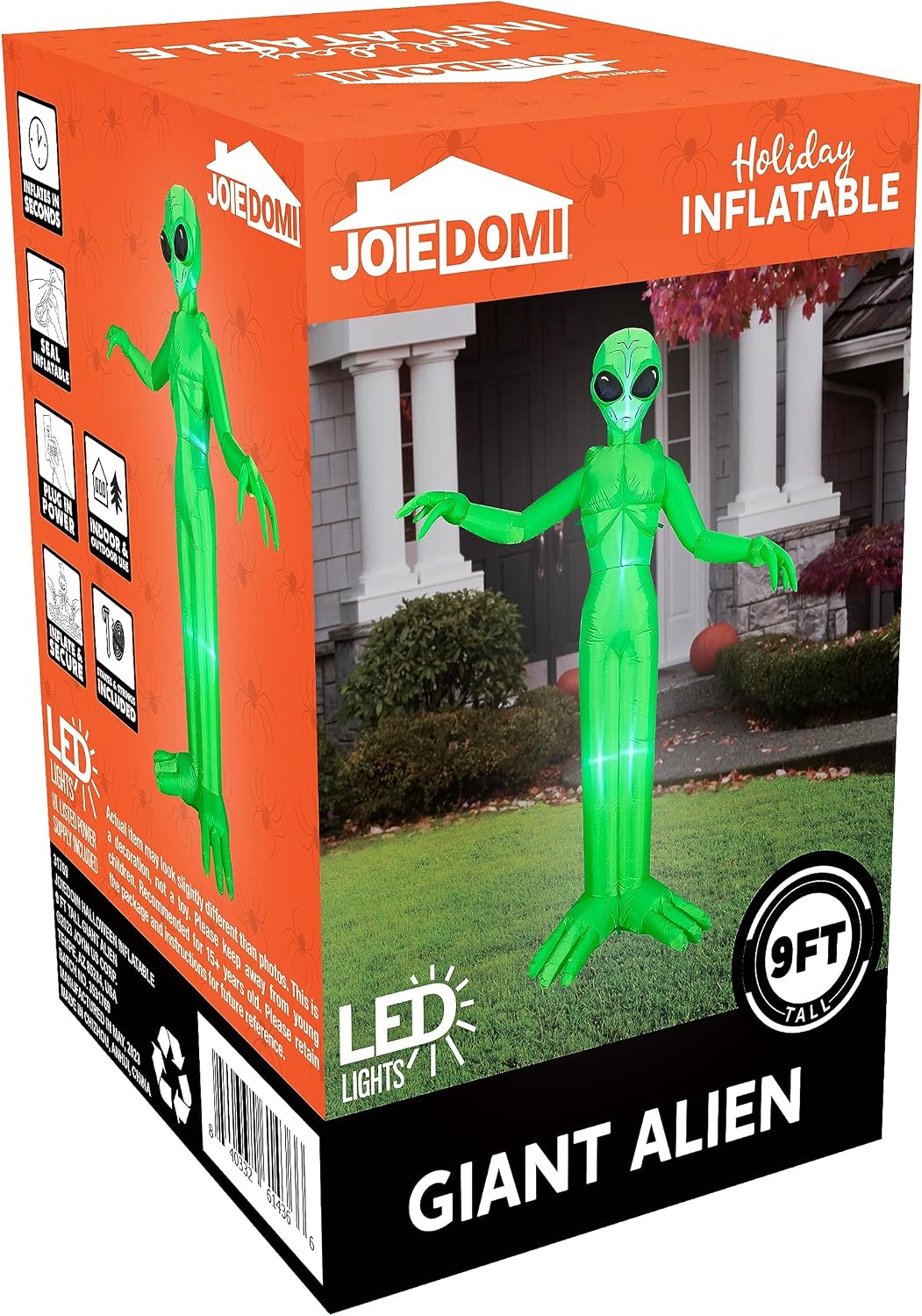 Joiedomi 9 FT Tall Halloween Inflatable Decoration Outside, Blow Up Alien Inflatable Outdoor Decor with Build-in LEDs for Halloween Yard Lawn Garden Decorations
