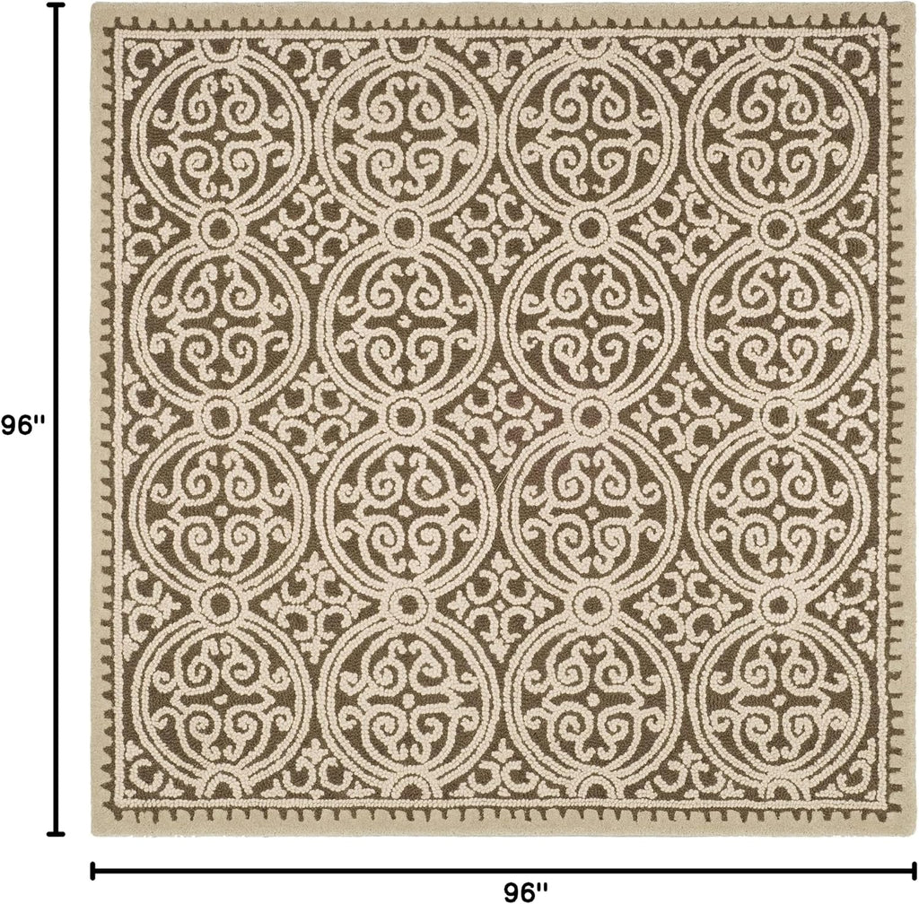 SAFAVIEH Cambridge Collection Area Rug - 8' Square, Tan & Multi, Handmade Moroccan Wool, Ideal for High Traffic Areas in Living Room, Bedroom (CAM232A)