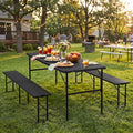 ZENY Folding Picnic Table Set with 2 Benches