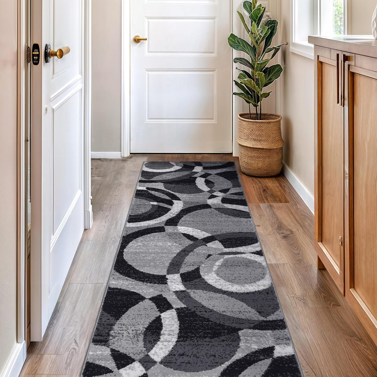Rugshop Abstract Circles Contemporary Living Room Runner Rug Gray 2'7" x 6'