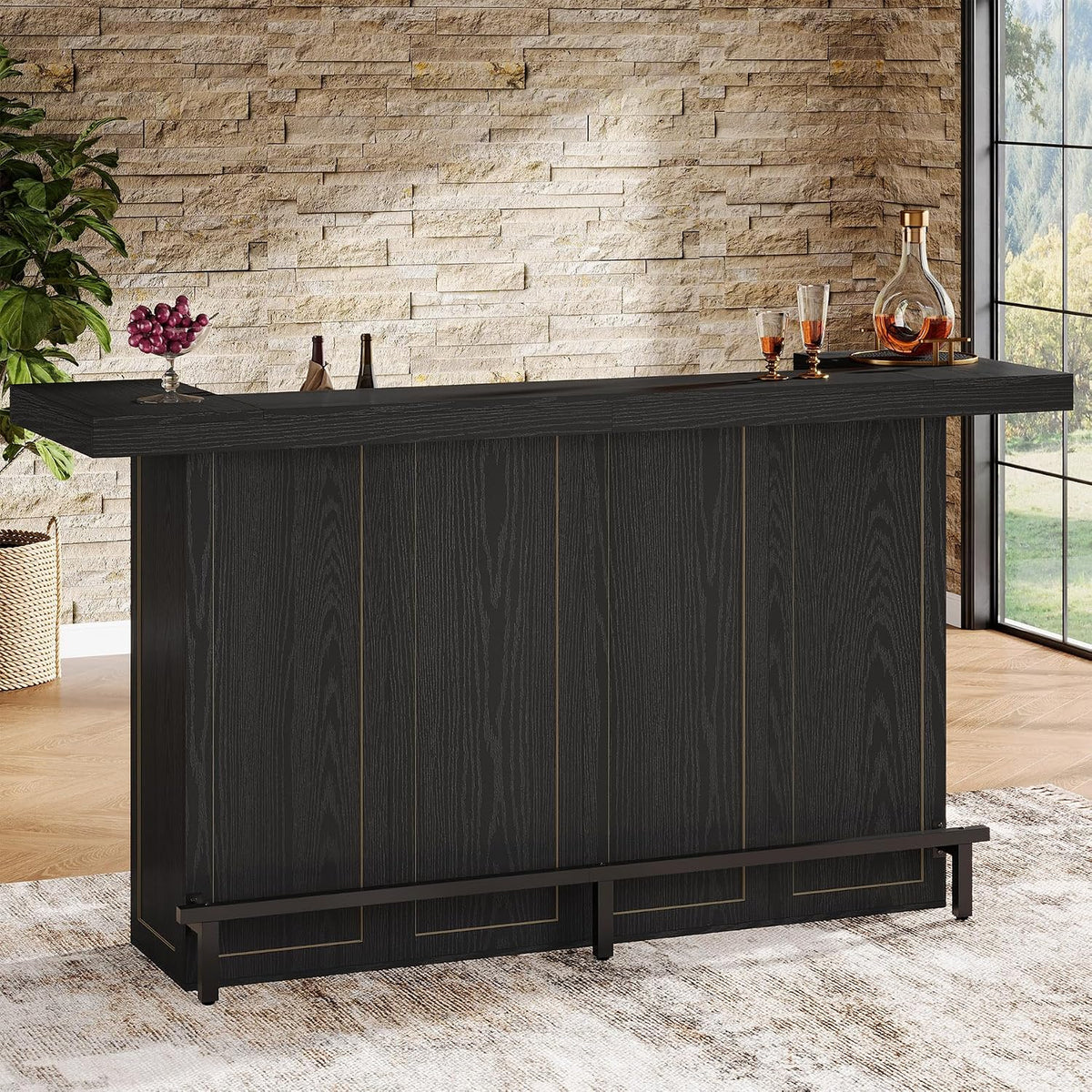 Tribesigns 4-Tier Bar Table, 70.9-Inch Large Home Bar Unit, Black