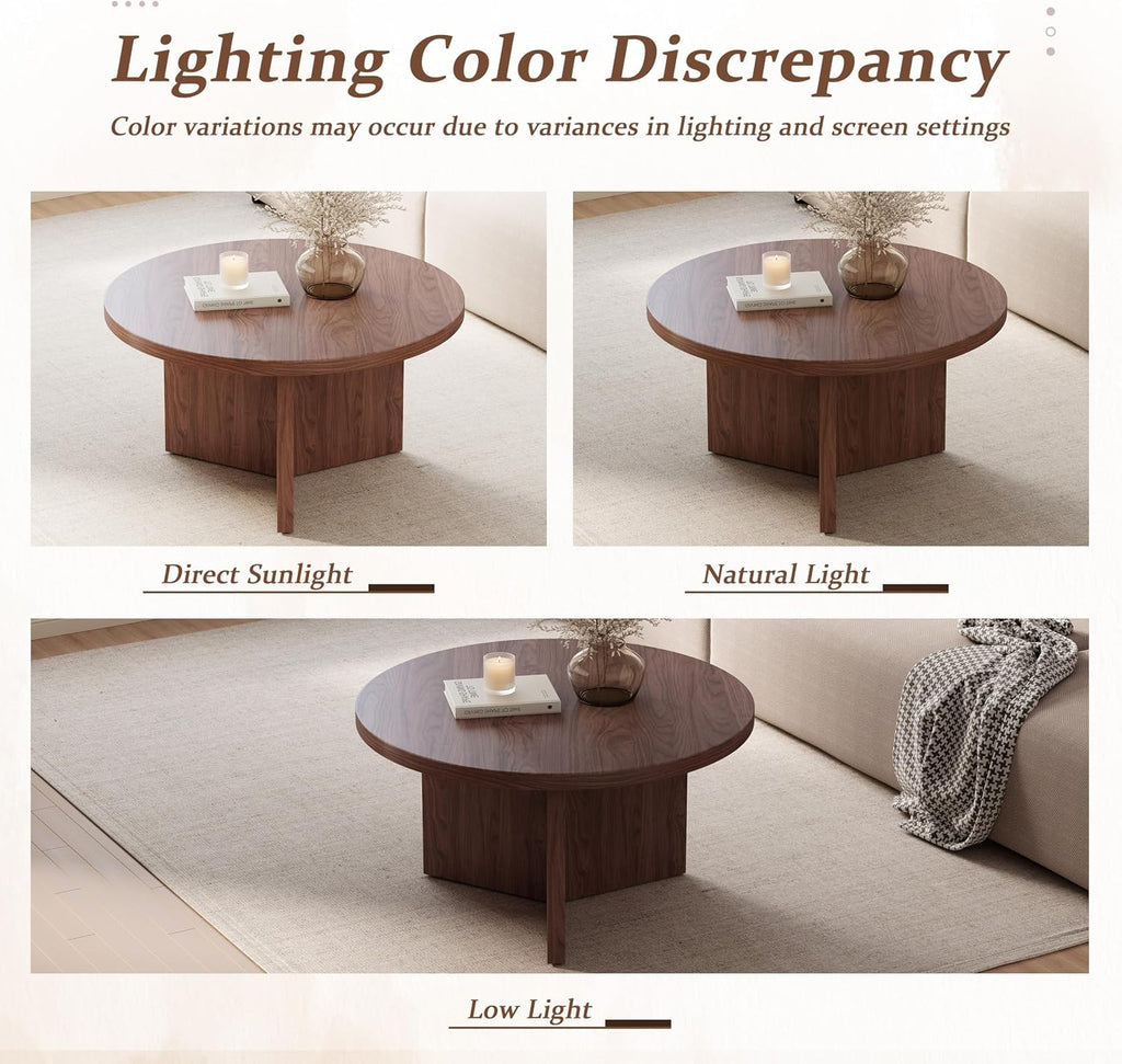 Round Coffee Table, 31.5" Mid Century Modern Center Tables for Living Room