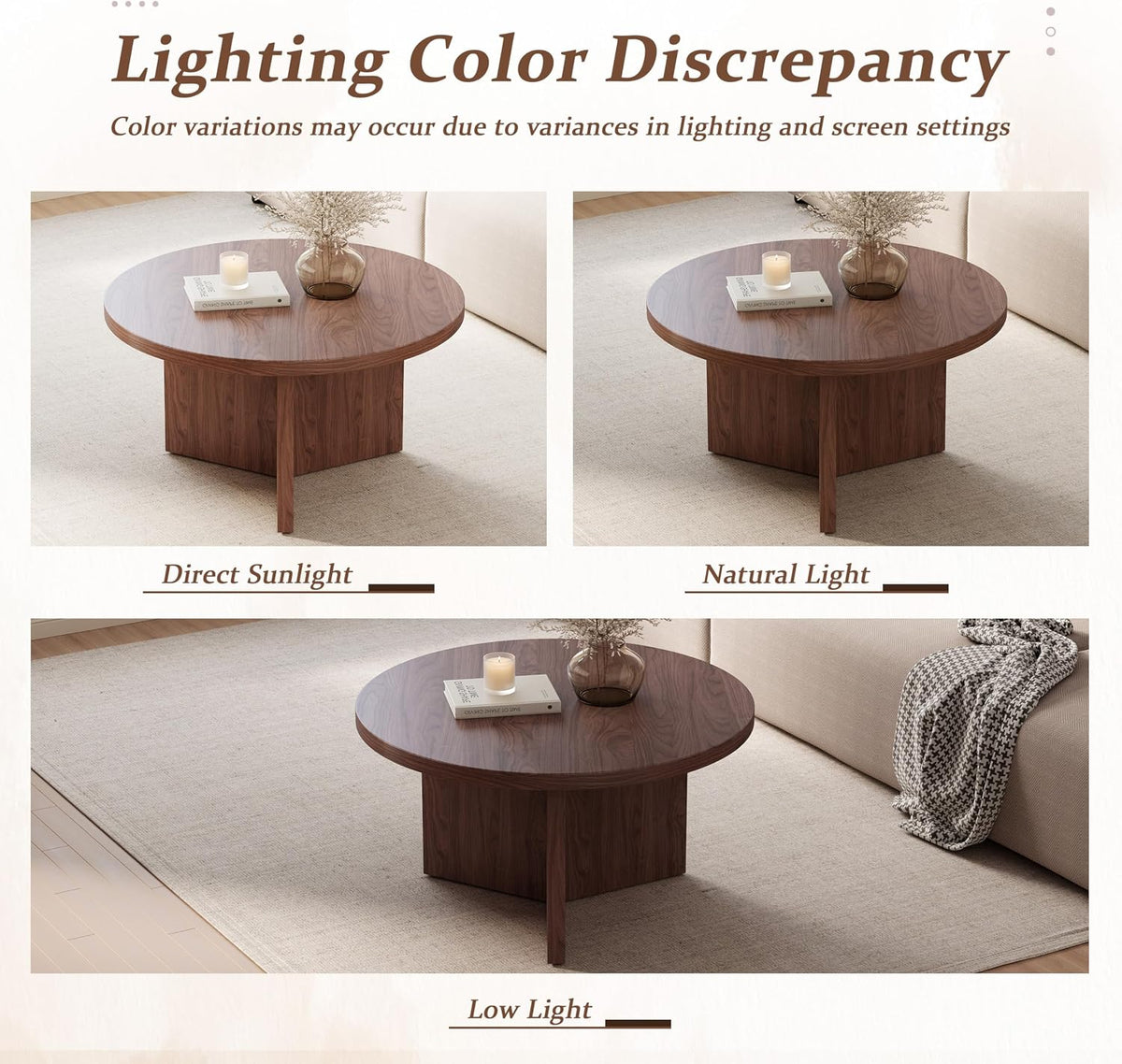 Round Coffee Table, 31.5" Mid Century Modern Center Tables for Living Room