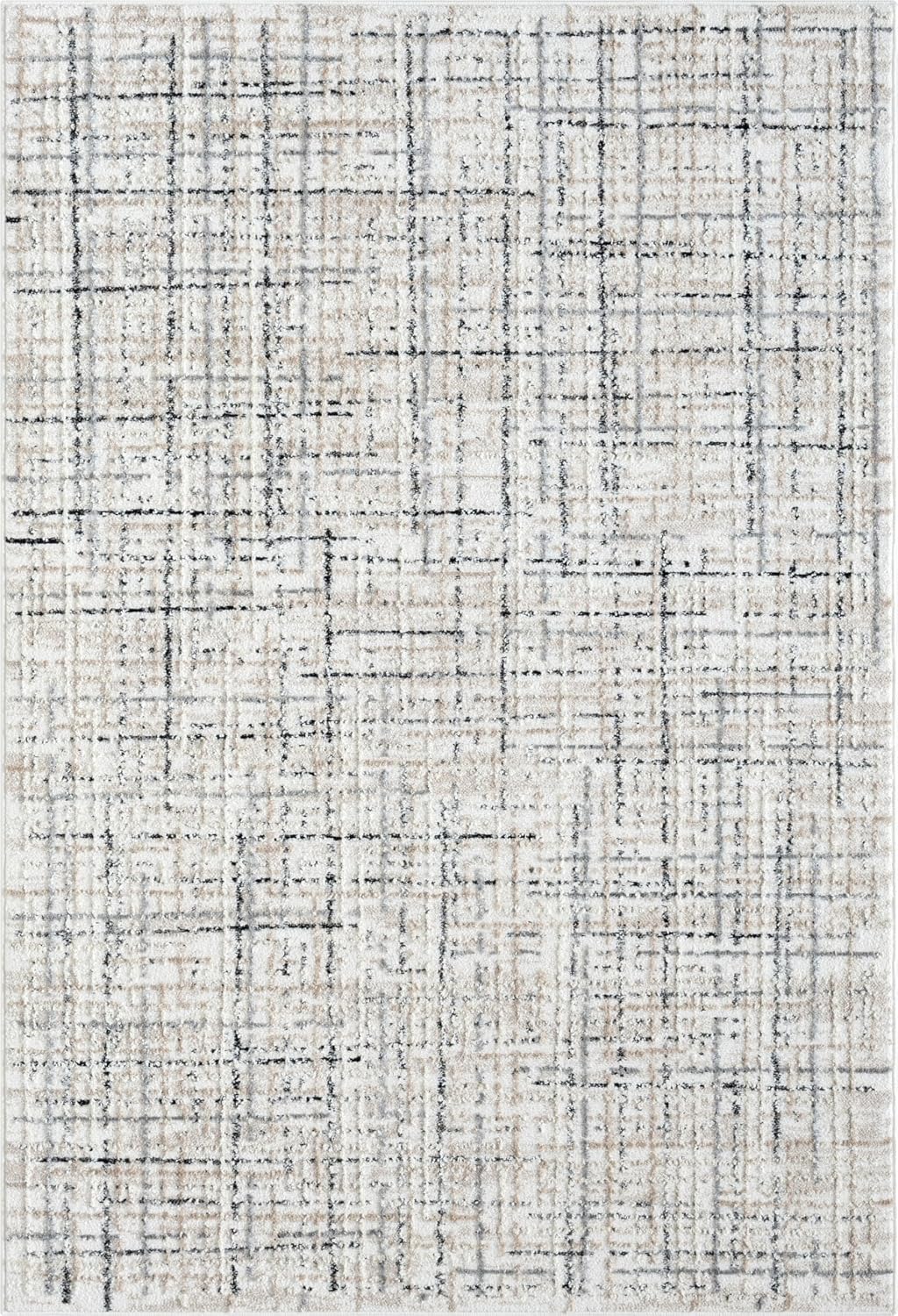 Abani Grey Area Rug for Living Room, Bedroom - Crosshatch Pattern- 4' x 6' -Durable & Easy to Clean
