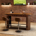 59" Bar Table, Walnut Counter Height Table, Wooden Vintage High Top Table