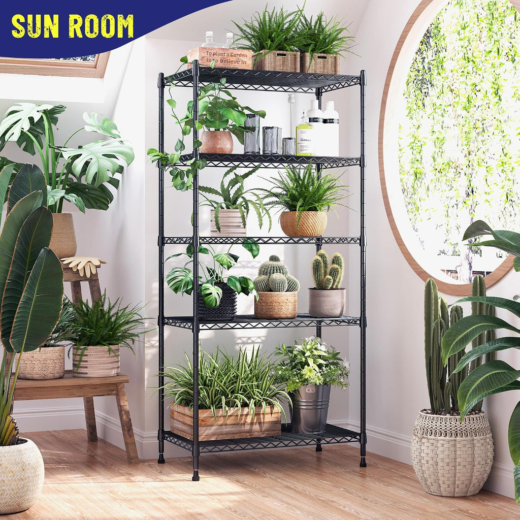 5 Tier Wire Shelving, 1010LBS Pantry Shelves Storage Shelves Adjustable Metal shelving UnitSturdy Steel Wire Shelf for Laundry Bathroom Kitchen Pantry Closet, 13.8"D x 22.4"W x 60"H, 4PCS
