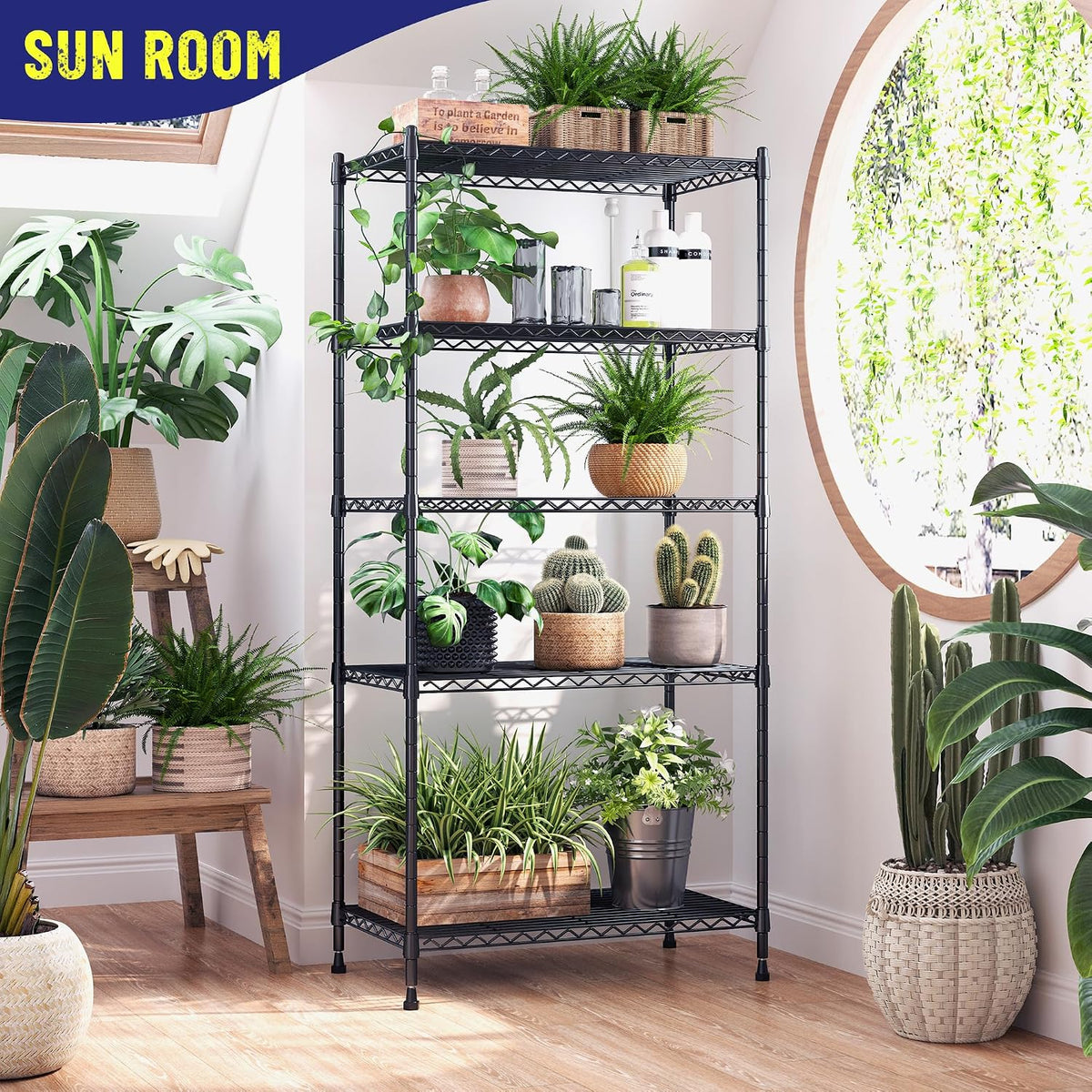 5 Tier Wire Shelving, 1010LBS Pantry Shelves Storage Shelves Adjustable Metal shelving UnitSturdy Steel Wire Shelf for Laundry Bathroom Kitchen Pantry Closet, 13.8"D x 22.4"W x 60"H, 4PCS
