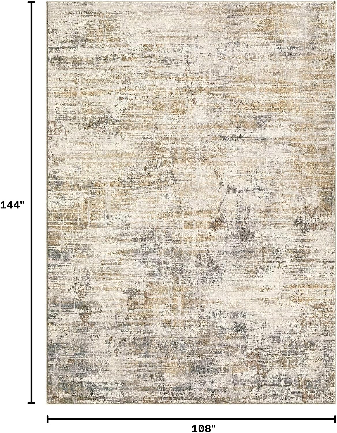 Uermei 9x12 Area Rug for Living Room Washable Abstract Golden Brown Carpet