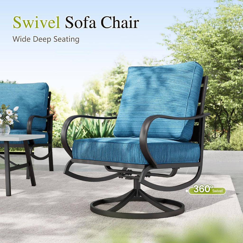 Sophia & William Patio Furniture Set with Fire Pit Table, Peacock Blue