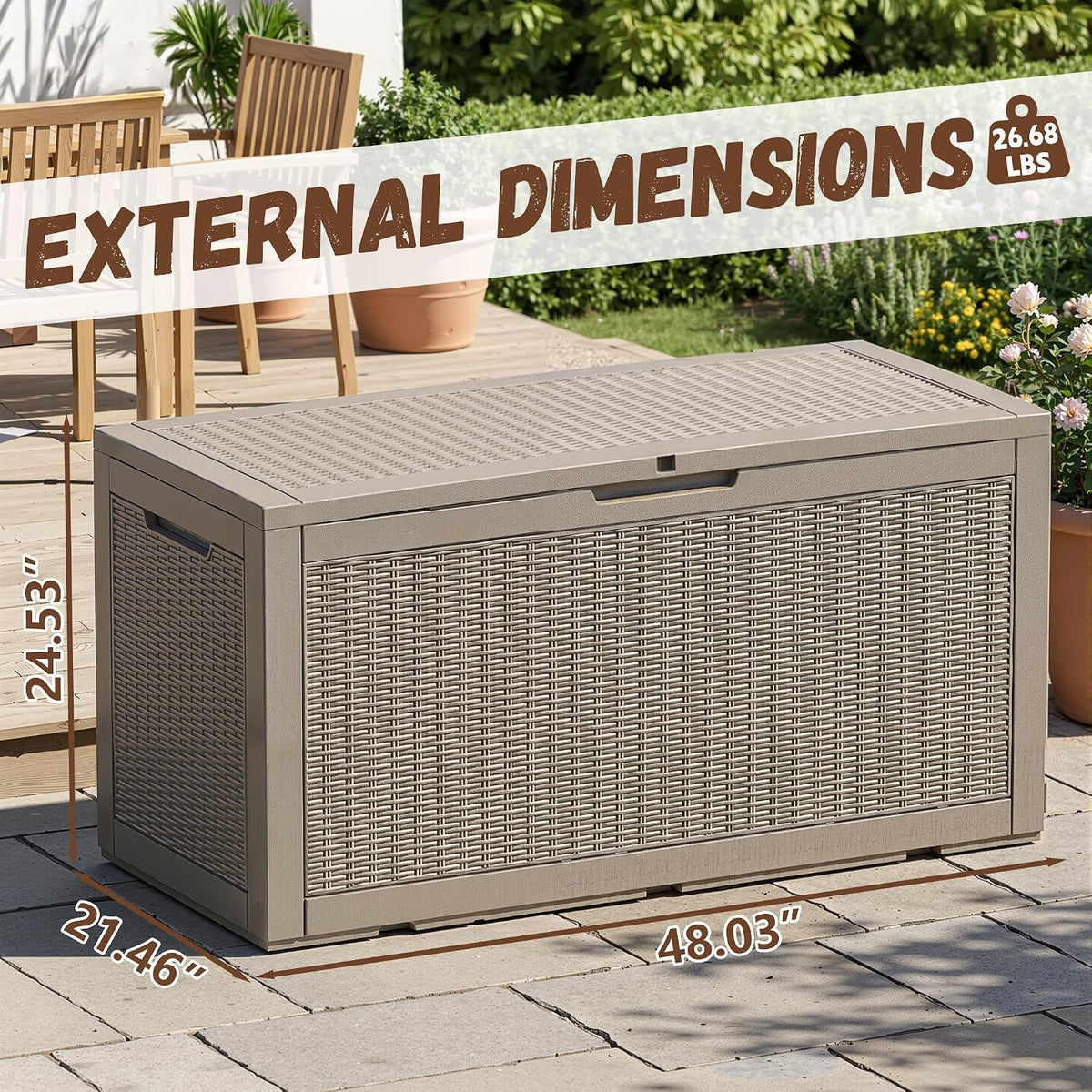 Vixzen 121 Gal Waterproof Outdoor Storage Box Lockable Deck Box