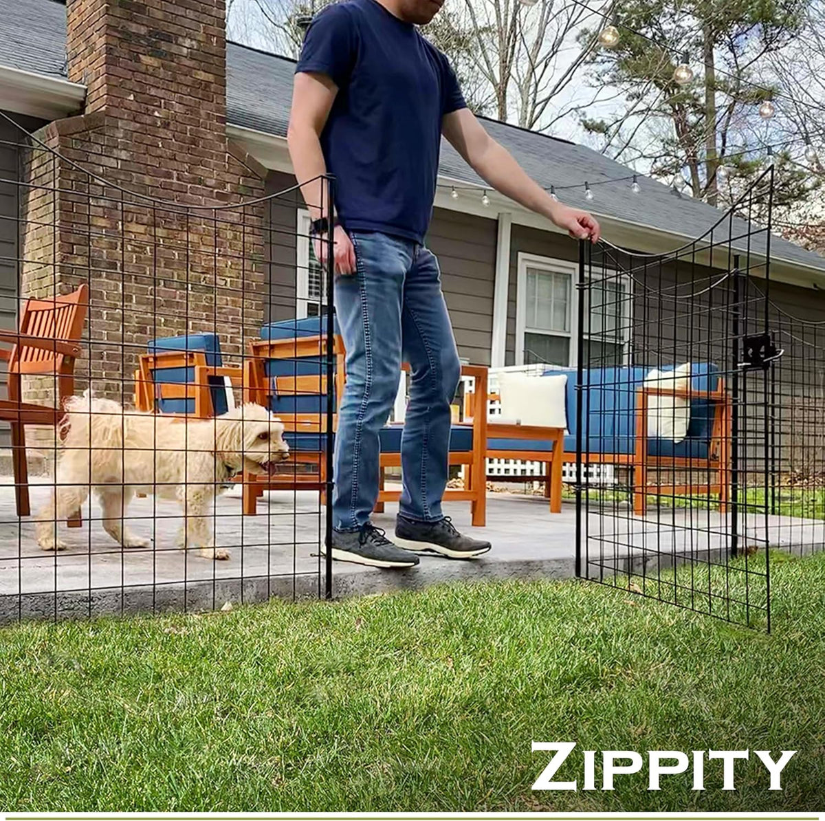 Zippity 39in H Black Metal Fence w/ Gate, DIY Fence Kit