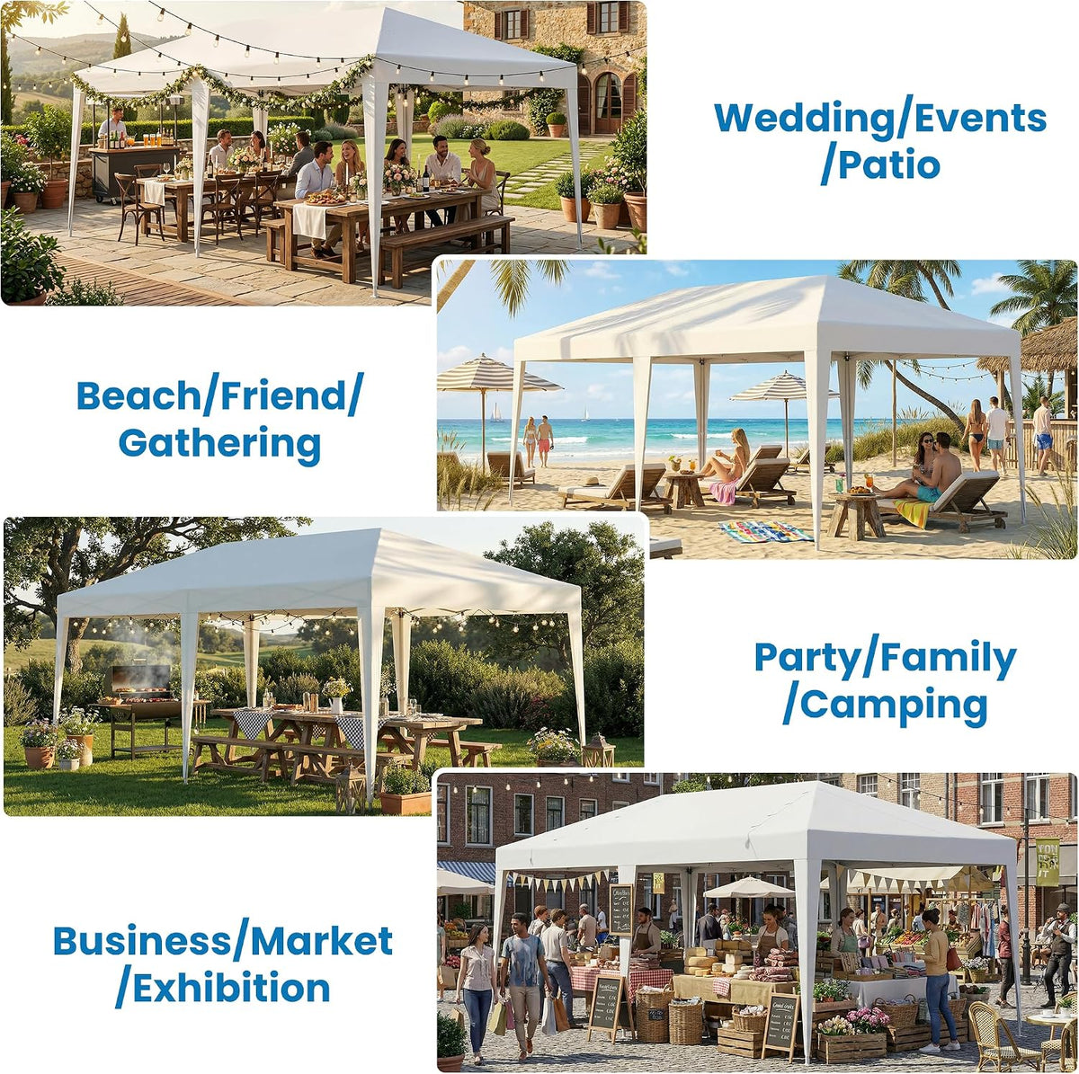 10x20 upgrade pop up canopy outdoor party tent showing dimensions