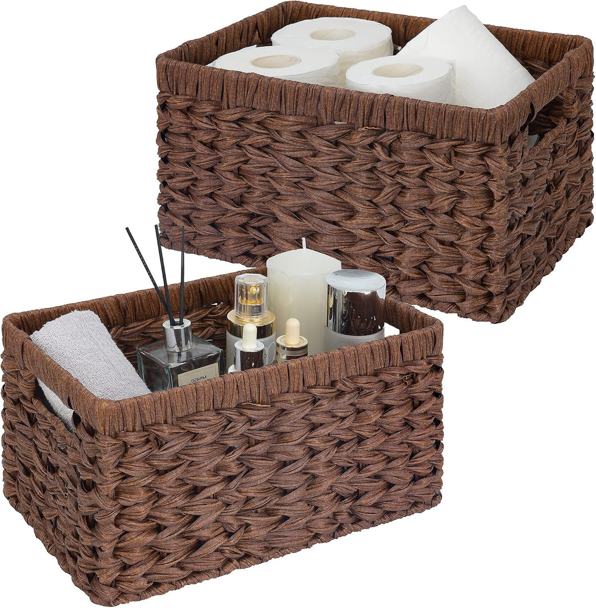 GRANNY SAYS Wicker Storage Baskets for Shelves, Brown Wicker Baskets,2-Pack