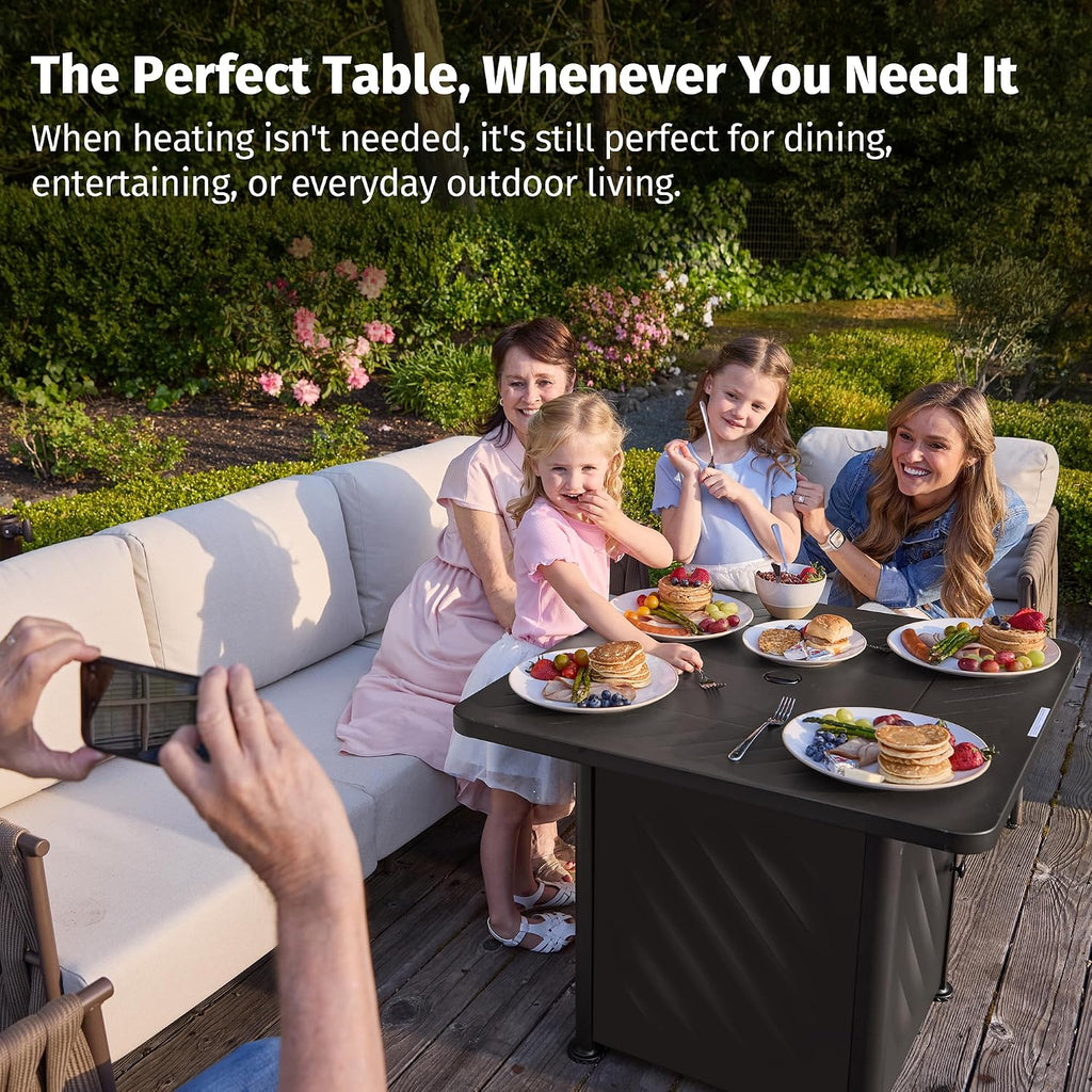 East Oak 28in Gas Fire Pit Table Outdoor, 52,000 BTU