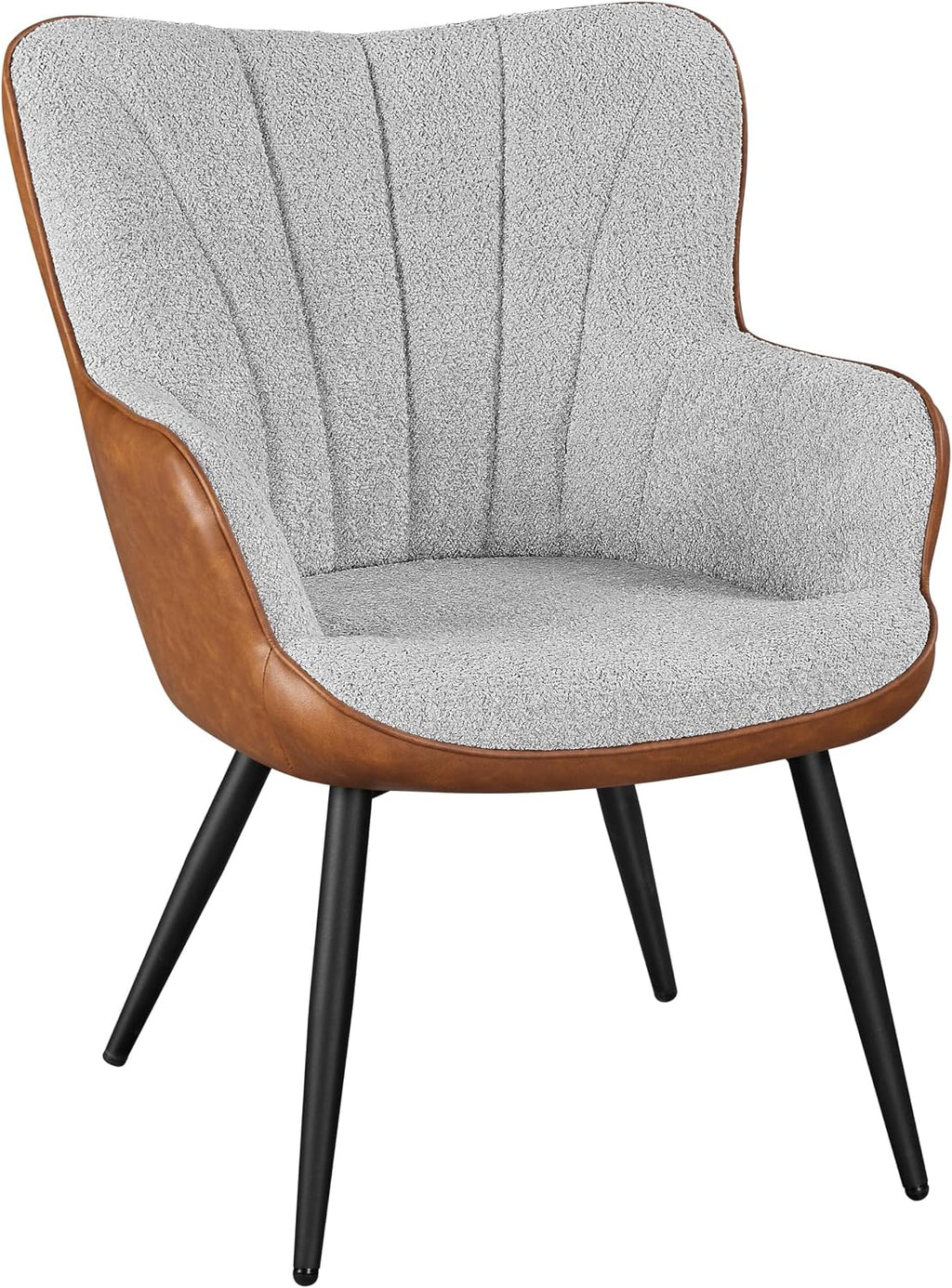 Yaheetech Accent Chair, Upholstered Armchair, Gray/Retro Brown