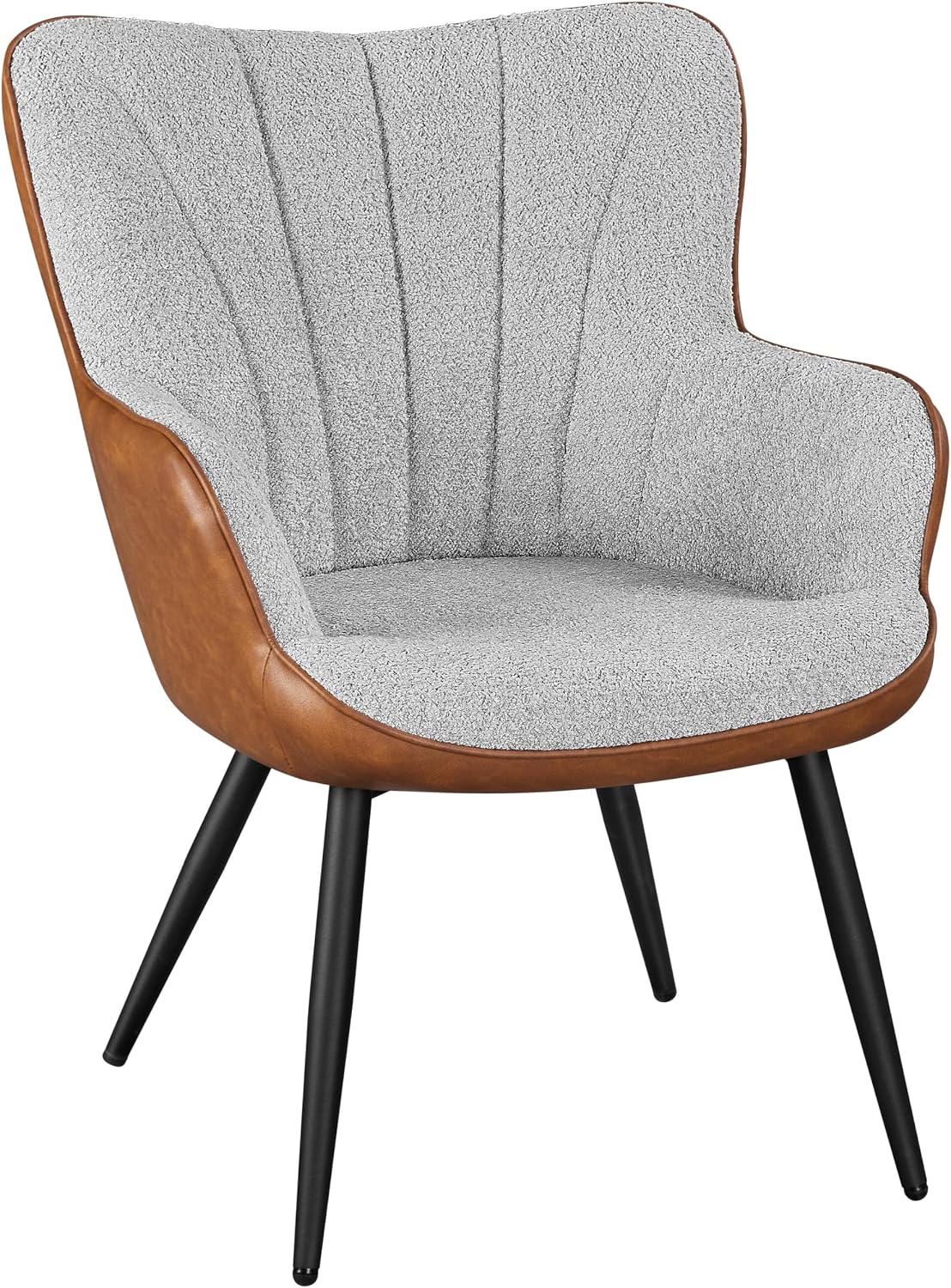Yaheetech Accent Chair, Upholstered Armchair, Gray/Retro Brown