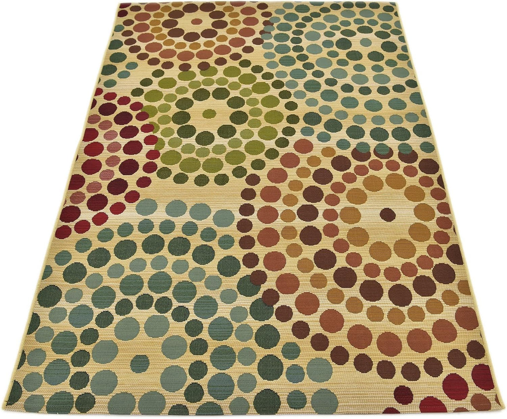 Unique Loom Outdoor Modern Collection Area Rug - Spark (4' 1" x 6' 1" Rectangle, Beige/ Burgundy)