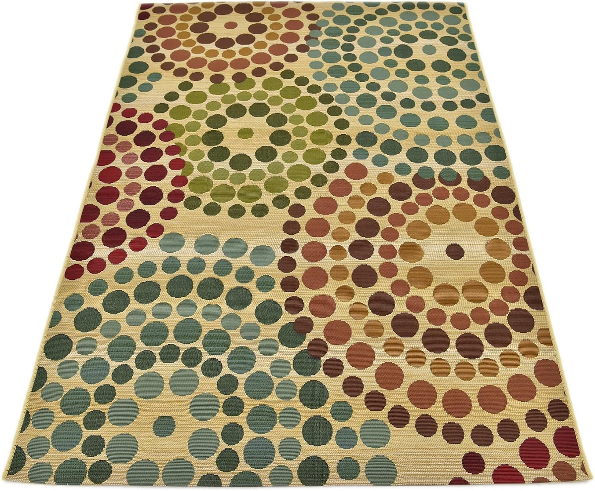 Unique Loom Outdoor Modern Collection Area Rug - Spark (4' 1" x 6' 1" Rectangle, Beige/ Burgundy)