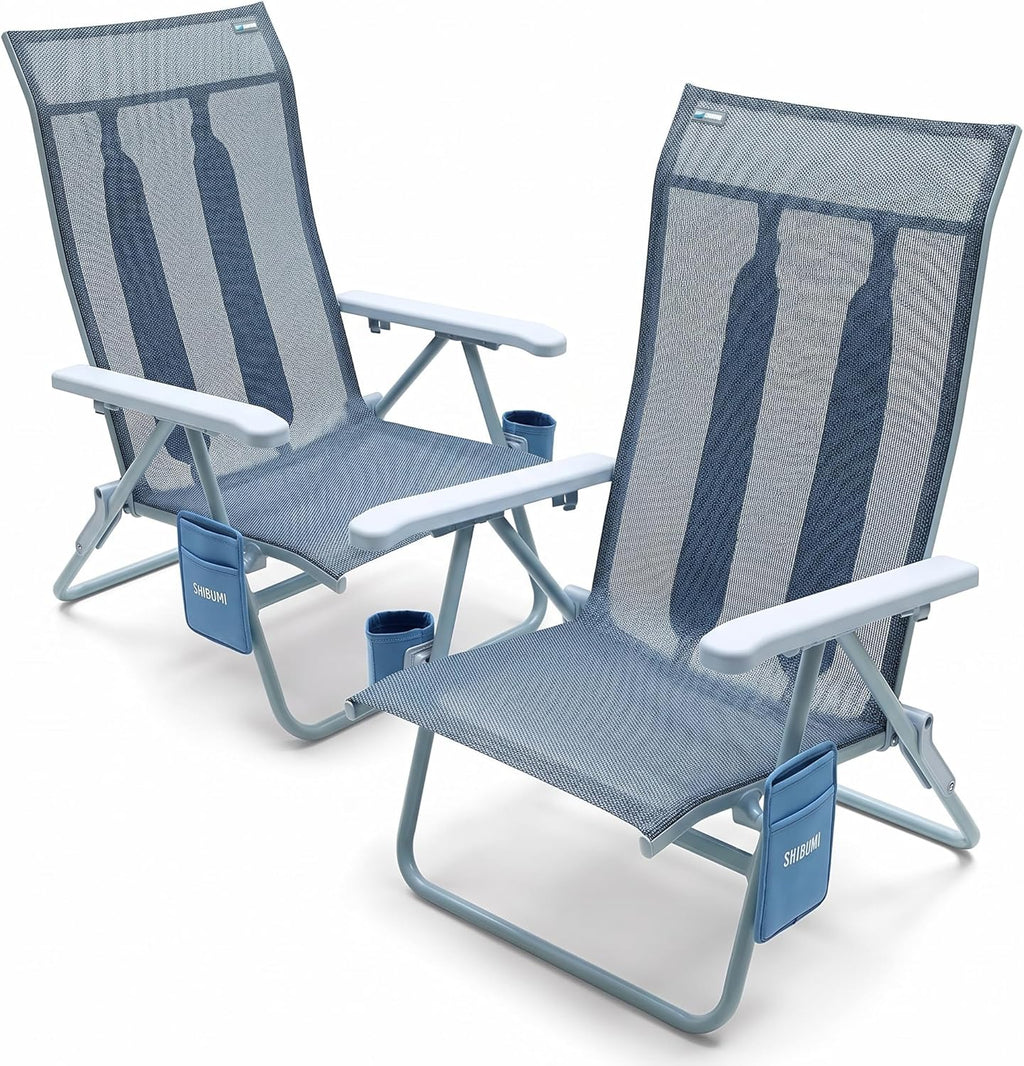 Shibumi Shade | Portable Beach Chair for Adults | Anti-Rust Marine Grade Frame | 300lb Capacity | Padded Backpack Straps | Weighs 8 Pounds | Breathable Fabric