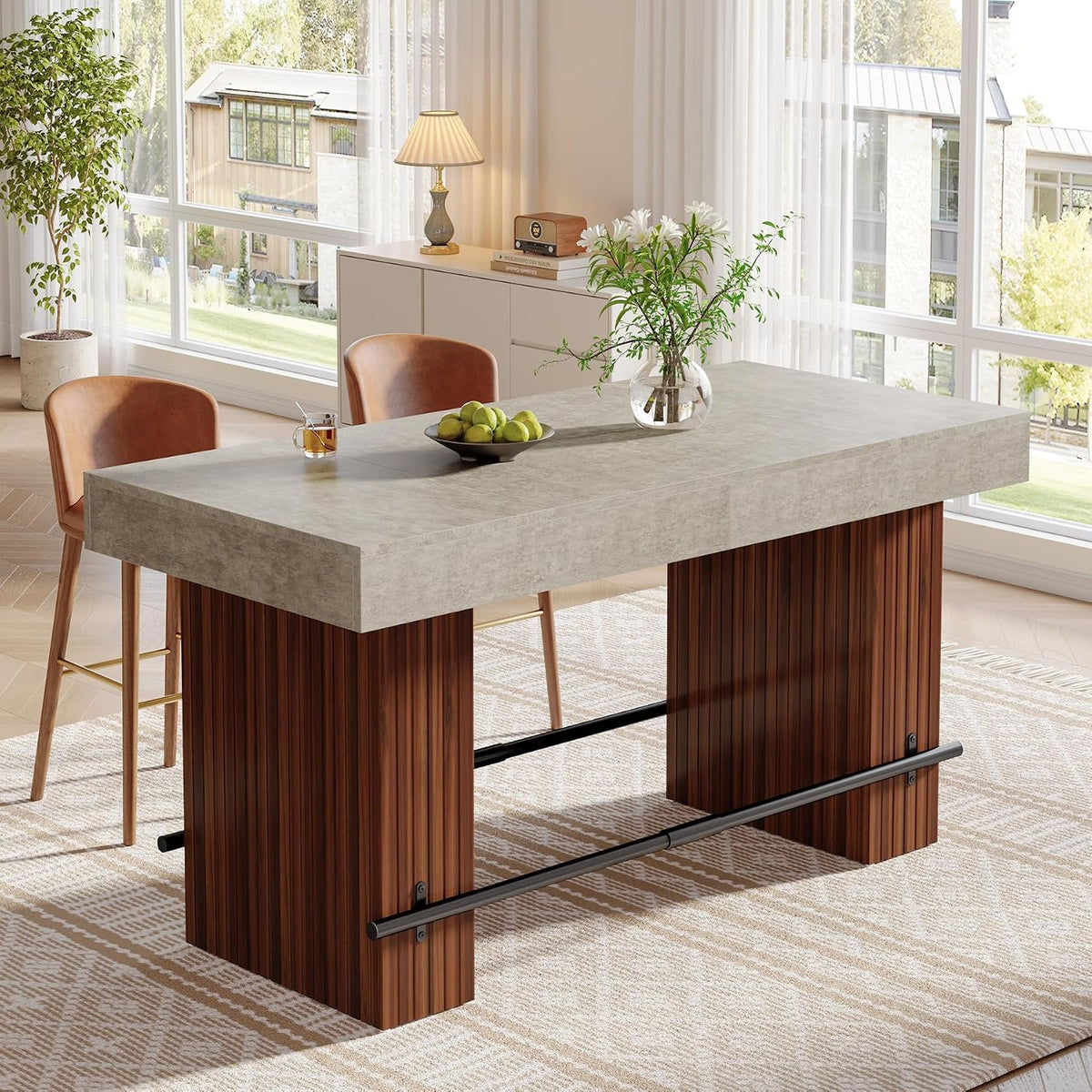 tribesigns 62.2" dining table for 4-6, counter height, side view