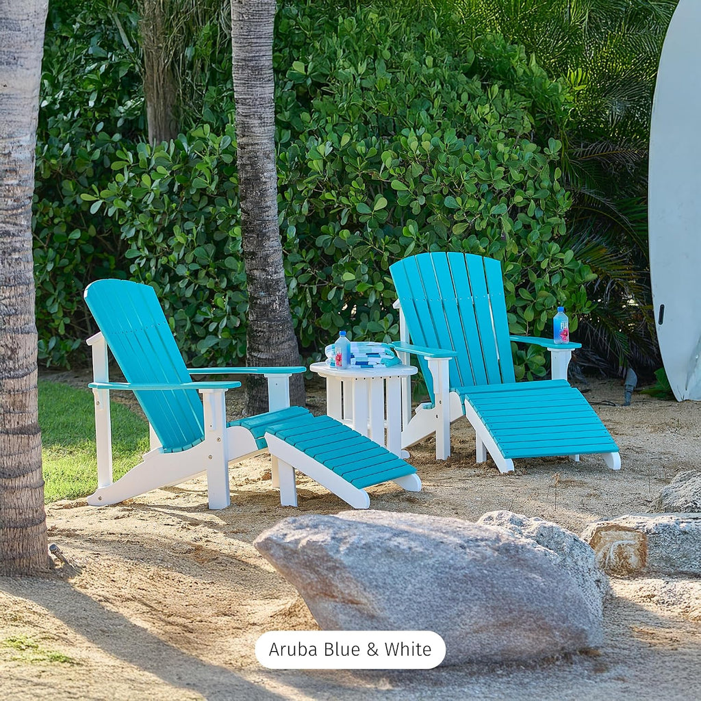 LuxCraft Plastic Poly Deluxe Adirondack Chair, Outdoor Patio Chair for Lawn and Garden - Amish Made in USA (Coastal Gray & Black)