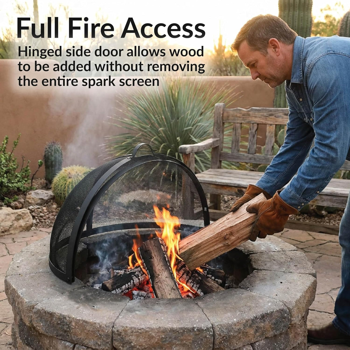 Sunnydaze Outdoor Fire Pit Screen Cover, Round, Easy Access Door, 36" Dia