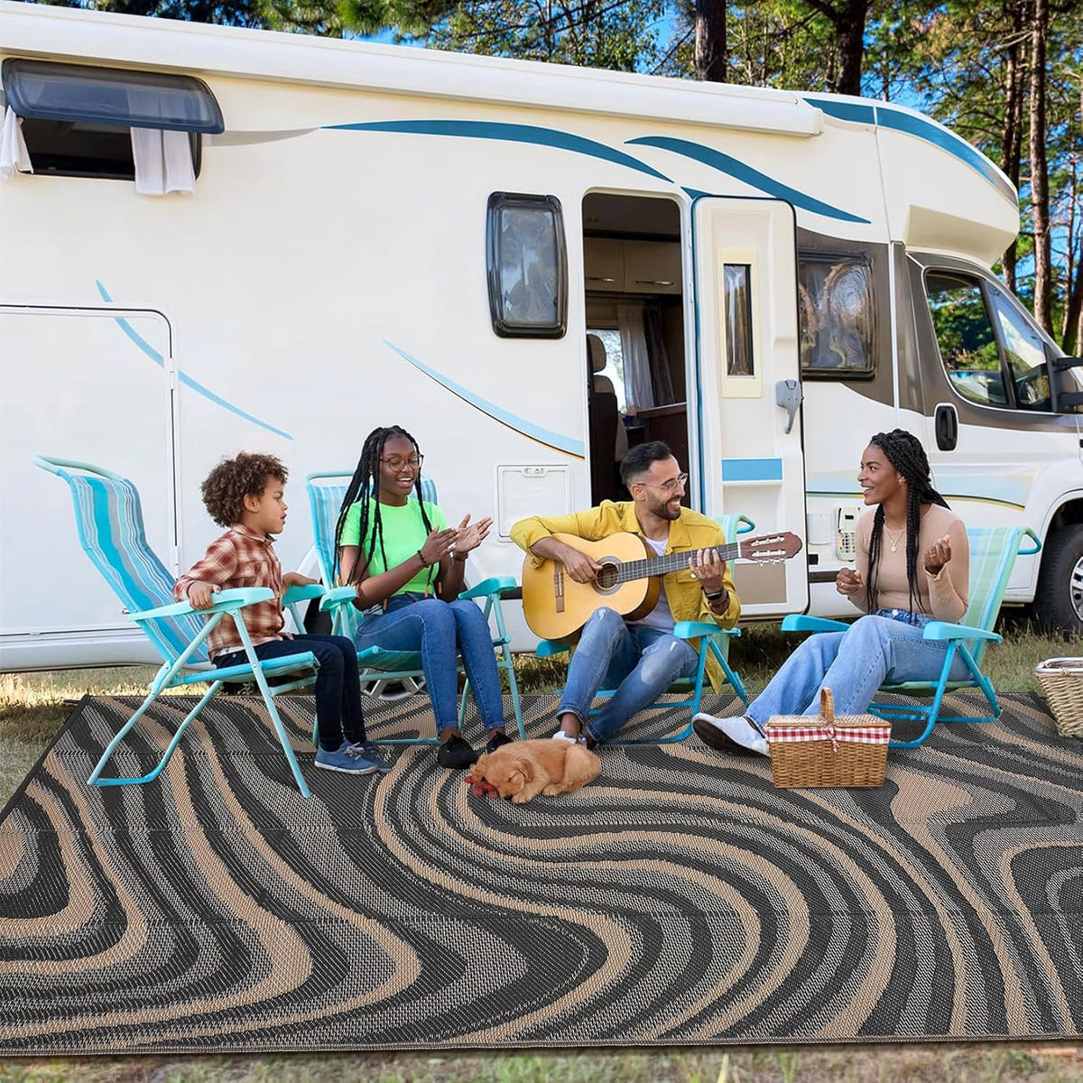Garvee 9x12 Outdoor Rug Waterproof Camping Rugs for Outside Your RV, Brown