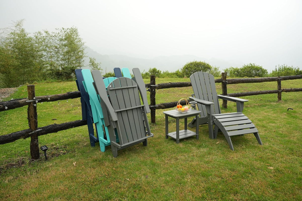 nevilywood hdpe folding ottoman, adirondack chair footrest, coffee, close-up detail