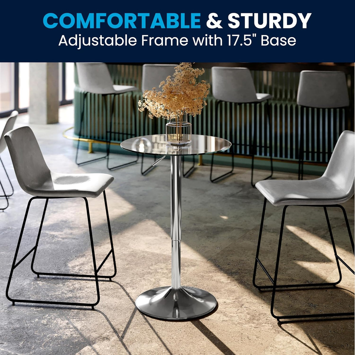 Flash Furniture 23.5 in Glass Adjustable Round Table