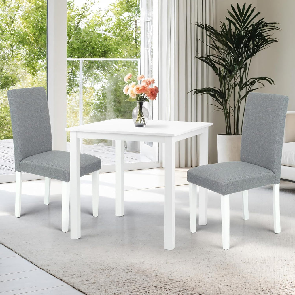 Dining Square Kitchen Table Contemporary Design Solid Wooden in White Finish