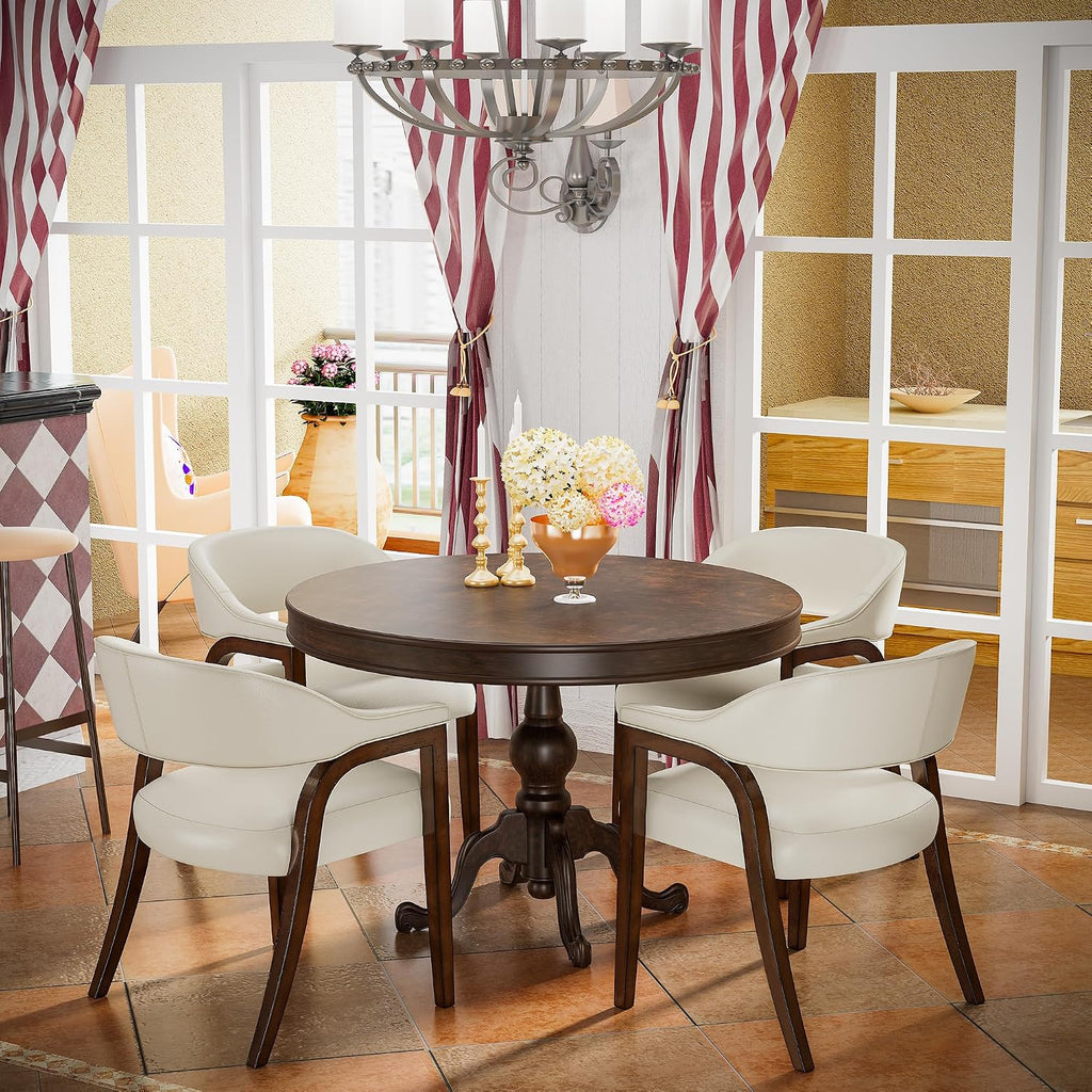 PU Leather Barrel Dining Chair Set of 4, Armchairs Set, No Table