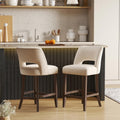 VKNOW Bar Stools Set of 2, 26" Fabric Counter Height Bar Stools, Beige