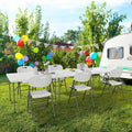 VINGLI 42" Fold in Half Square Table, Bi-Folding Commercial Portable Plastic Dining Table for Kitchen Outdoor Party Wedding Event, White