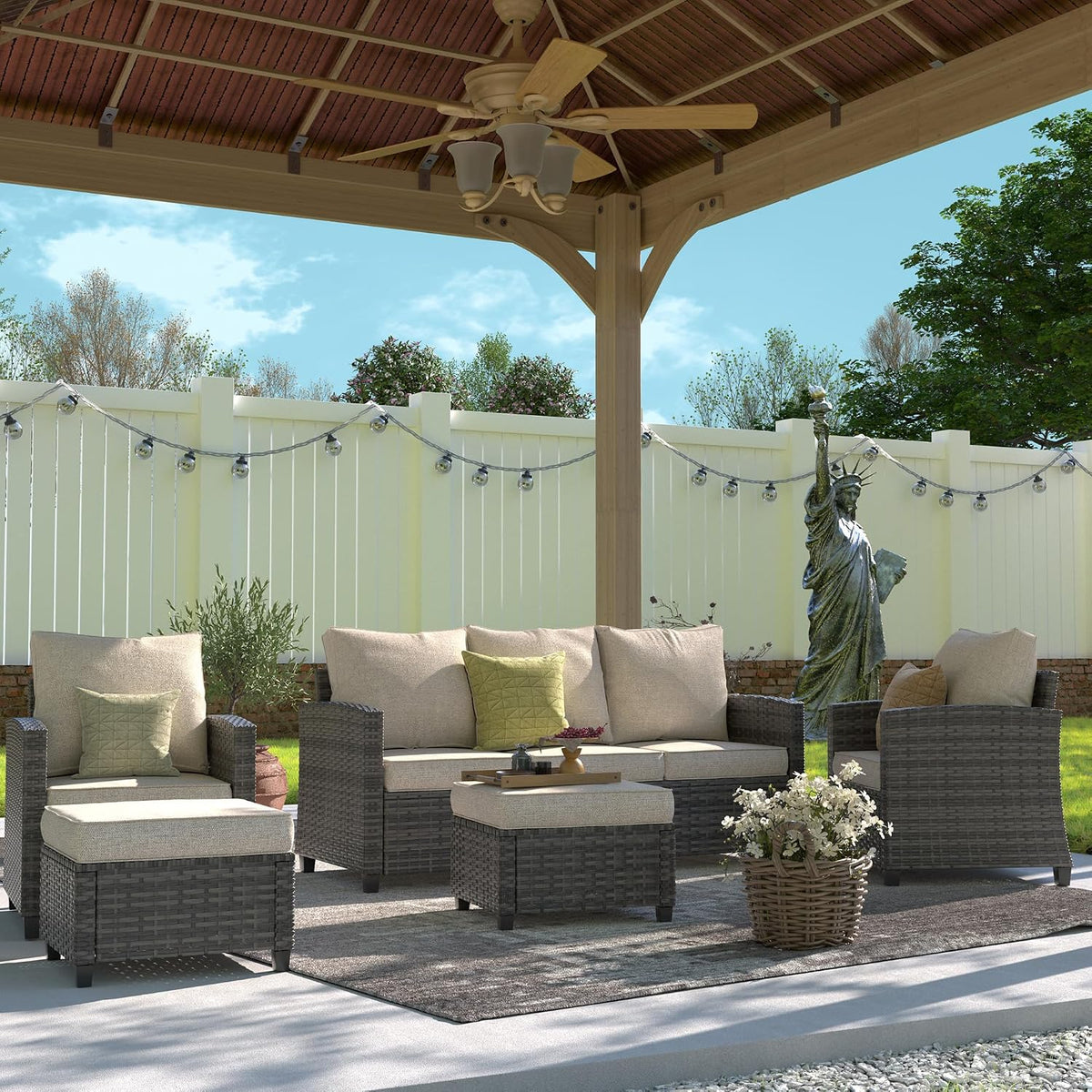 UDPATIO Patio Furniture Set, 5 Pcs Outdoor Conversation Set High Back