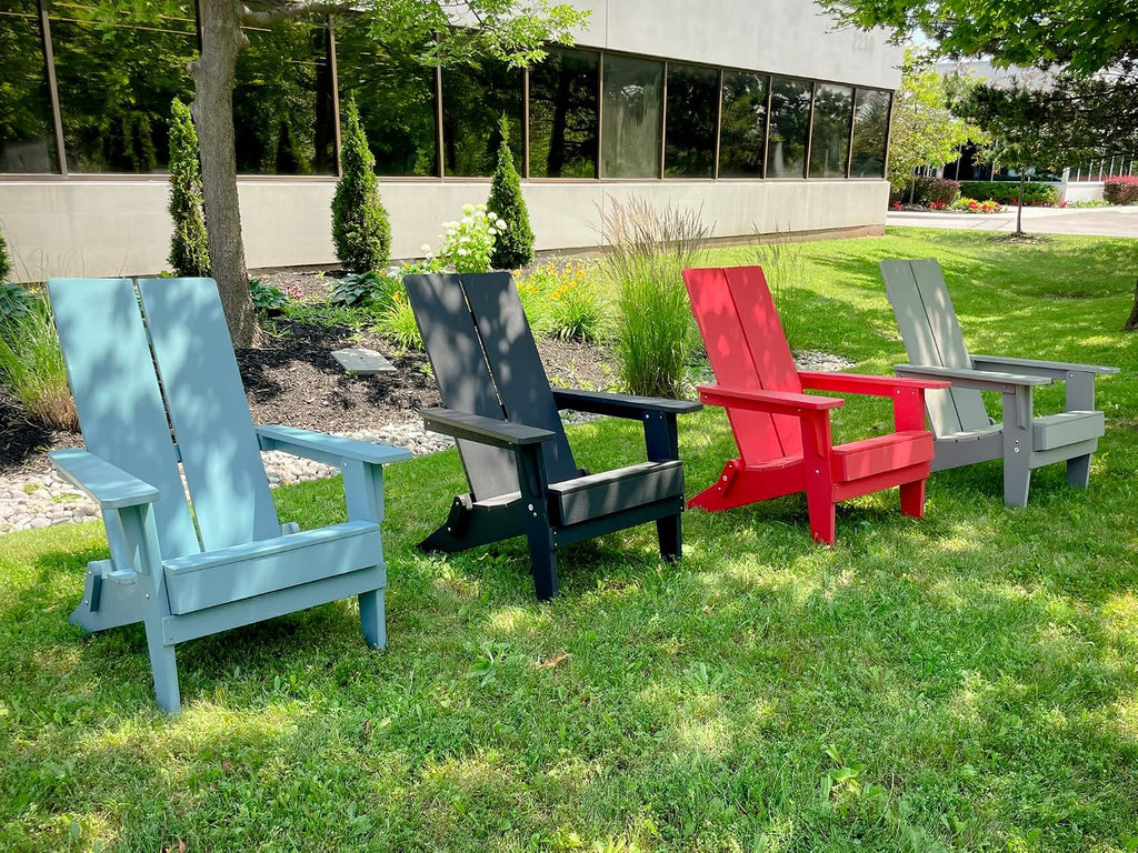 Folding Adirondack Resin Chairs Patio Chairs Lawn Chair Outdoor Adirondack Chair Weather Resistant for Patio Deck Garden, Backyard Deck, Fire Pit - Red