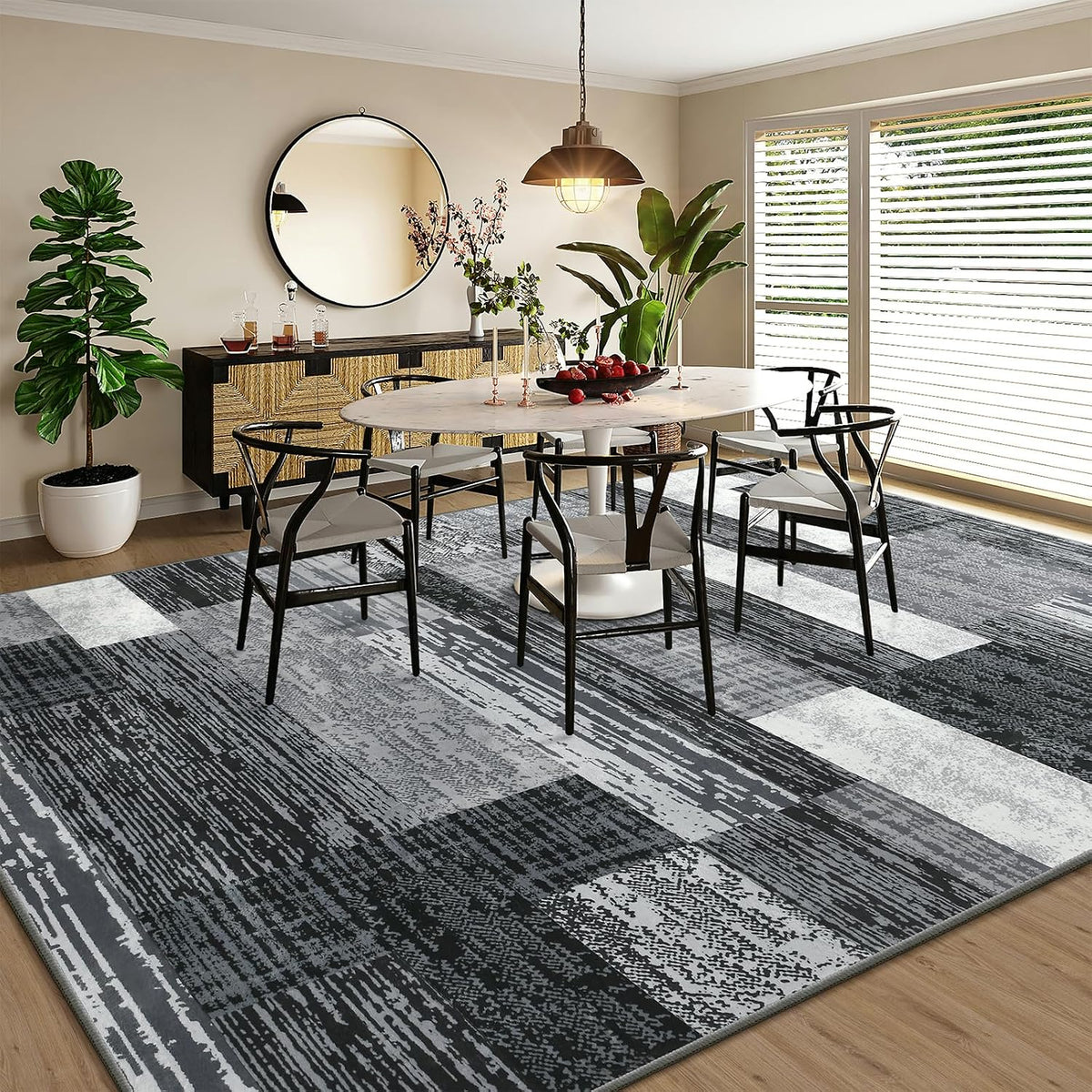 Large Area Rugs, Modern Geometric Patchwork Floor Decor Rockwood Collection